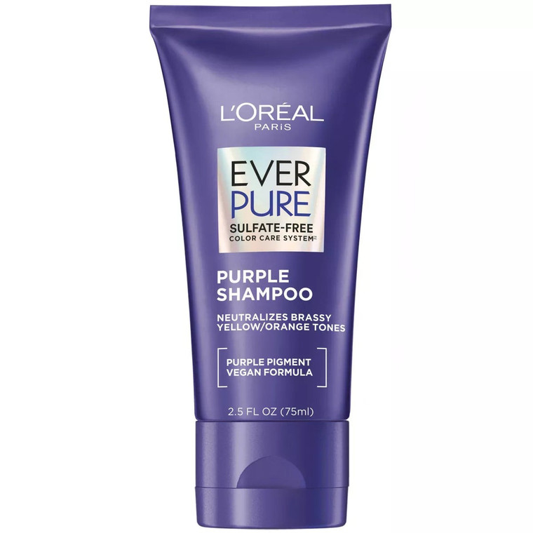 L'Oreal Paris Everpure Purple Shampoo Sulfate Free for Colored Hair Travel Size, 2.5 Oz