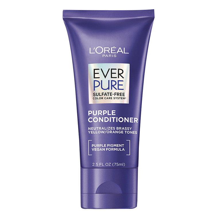 L'Oreal Paris Everpure Purple Conditioner Sulfate Free for Colored Hair Travel Size, 2.5 Oz
