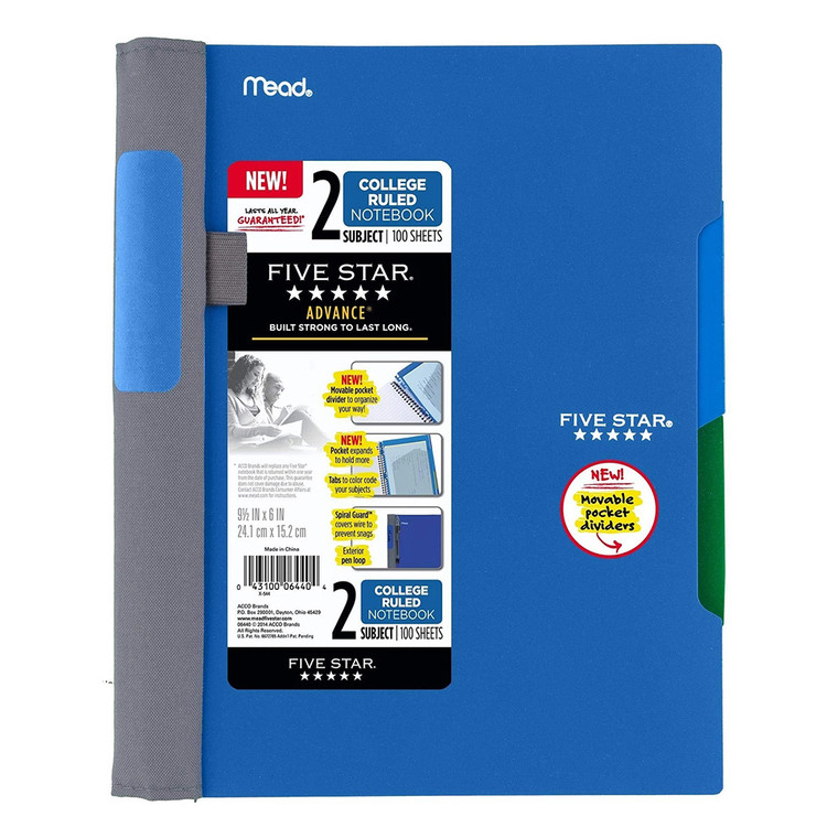 Five Star Advance Wirebound Notebook, 2 Subject
