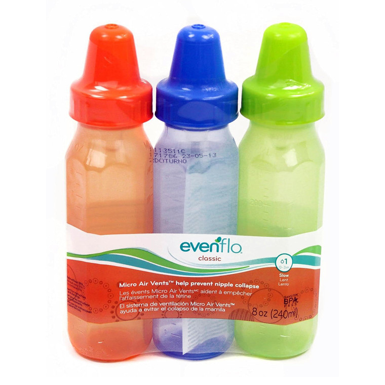 Evenflo Classic Bottles for Infant Feeding, Tinted, 3 Ea