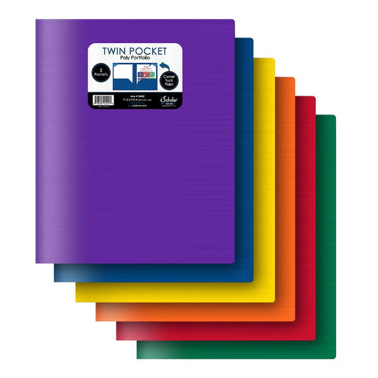 iScholar Twin Pocket Poly Portfolio Assorted Colors, 1 Ea