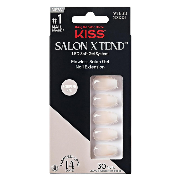 KISS Salon X-tend Design Press-On Nails for Statement Style Words, 30 Ea