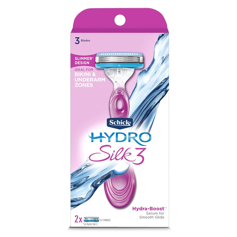 Schick Hydro Silk 3 Razors for Women with 2 Razor Blades Refills