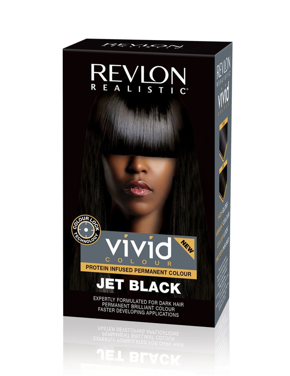 Revlon Realistic Vivid Colour Protein Infused Permanent Color Hair Dye, Jet Black 110ml