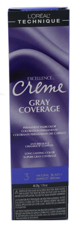 Loreal Excel Creme Color #3 Natural Black 1.74Oz