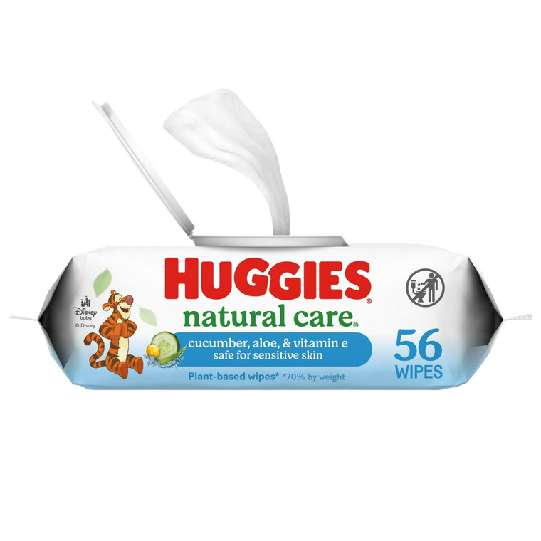 Huggies Natural Care Cucumber, Aloe and Vitamin E Baby Wipes, Scented, 1 Flip-Top Pack, 56