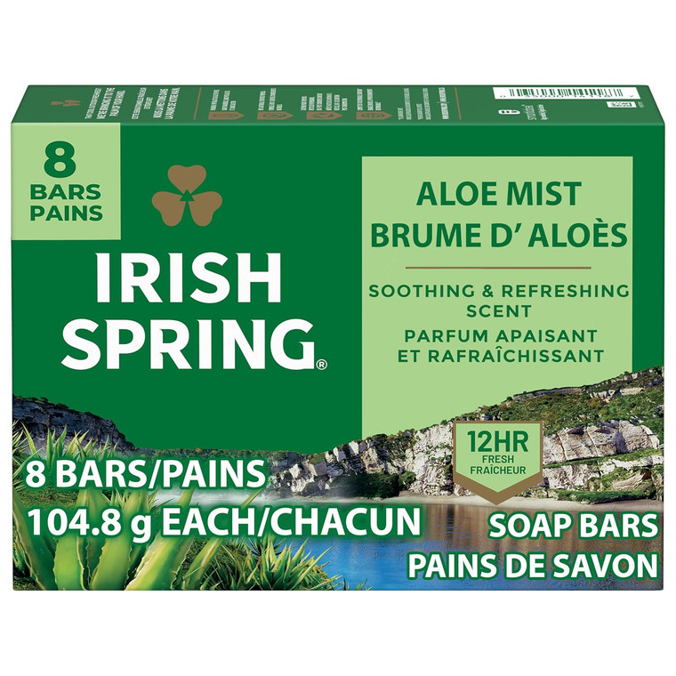 Irish Spring Aloe Deodorant Soap Unisex 8 Count