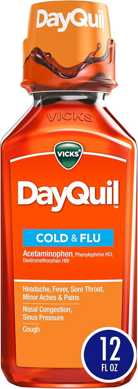 Vicks DayQuil Cold and Flu Relief Liquid, 12oz