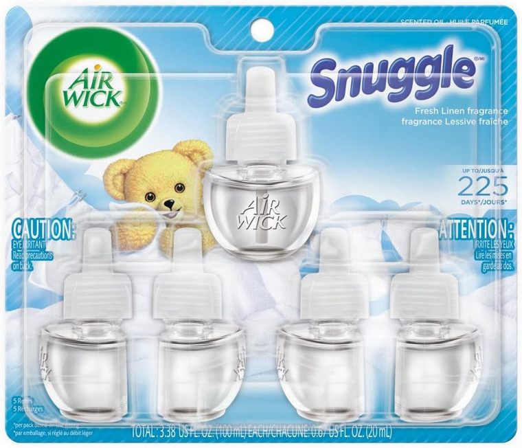 Air Wick plug in Scented Oil 5 Refills, Fresh Linen, Essential Oils, Air Freshener