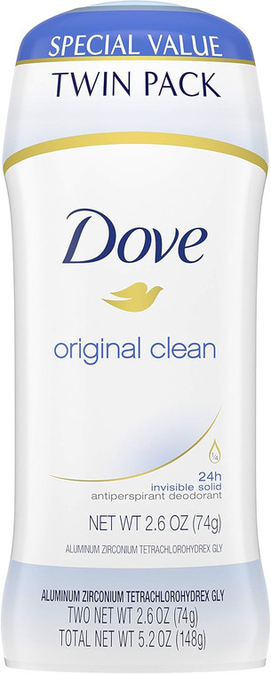 Dove Antiperspirant Deodorant, Original Clean 2.6 oz Twin pack