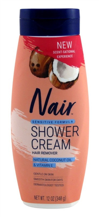 Nair Hair Remover Shower Cream Sensitive Coconut Oil 12Oz