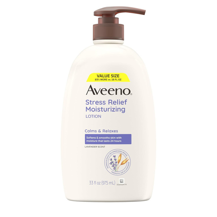 Aveeno Stress Relief Moisturizing Body Lotion with Lavender, Natural Oatmeal and Chamomile & Ylang-Ylang Essential Oils, 33 fl. Oz