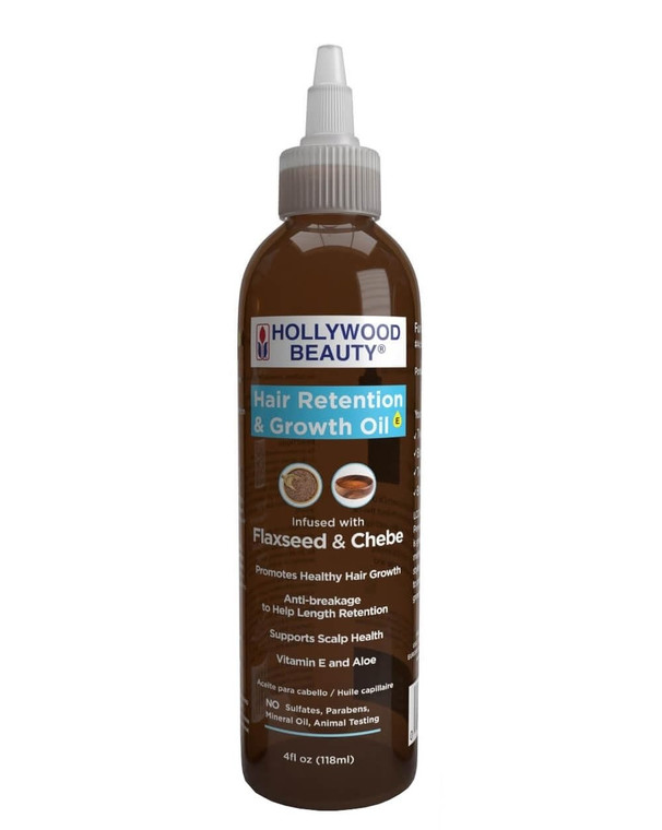 Hollywood Beauty Hair Retention And Growth Oil With Flaxseed And Chebe 4 Oz