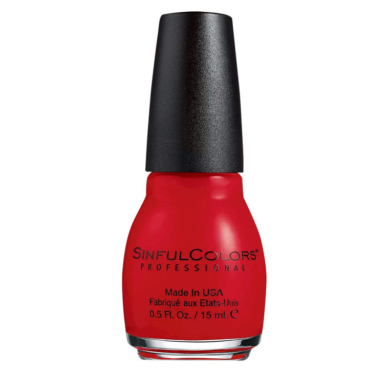 SinfulColors Professional Nail Color Polish Bitten Red Cream 0.5 Fl Oz