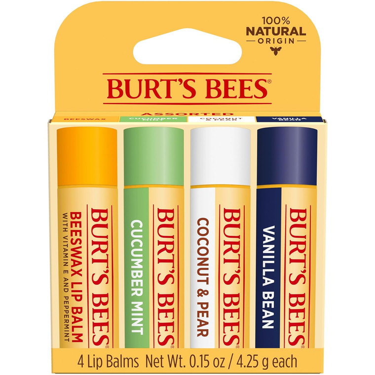 Burt's Bees 100% Lip Balm, 4pack Assorted