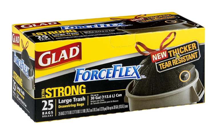 Glad Trash Bag Force-Flex Large 30 Gal, 25count