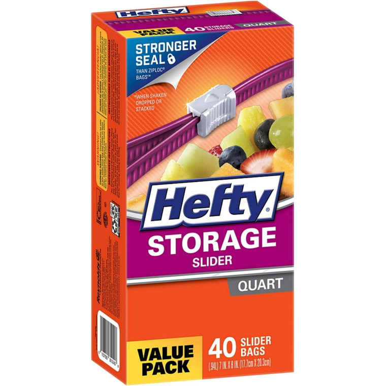 Hefty Quart Storage Slider Bags, 40count