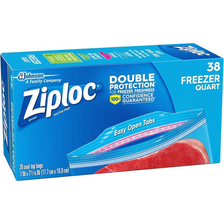 Ziploc Freezer Bags, Quart, 38count