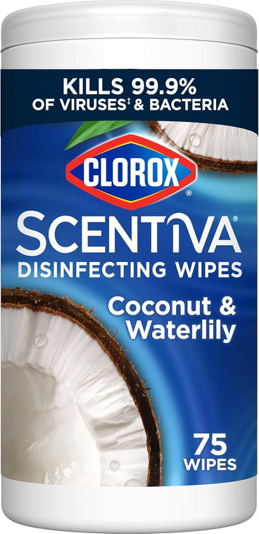 Clorox Scentiva Disinfecting Wipes, Coconut and Waterlily, 75count