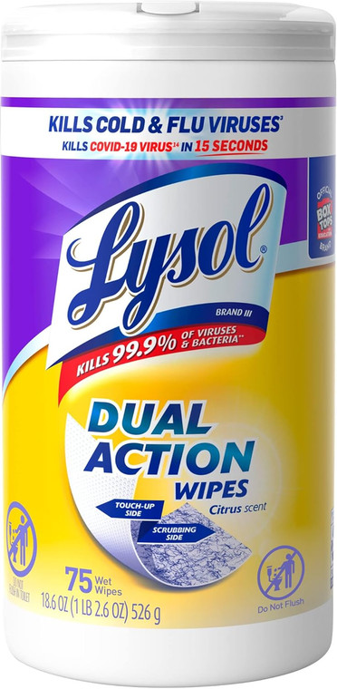 Lysol Dual Action Disinfectant Wipes, 75count