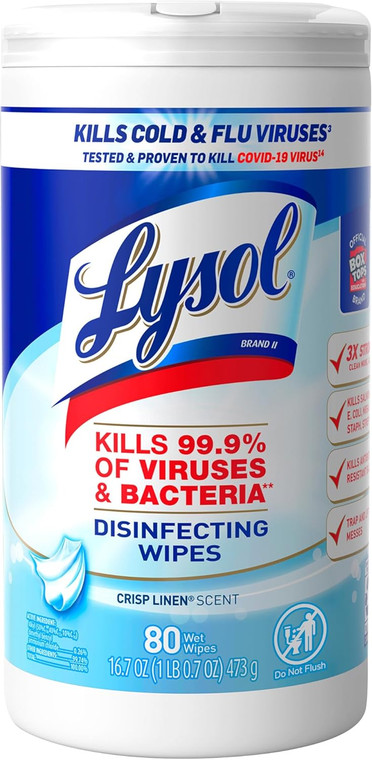 Lysol Disinfectant Wipes Crisp Linen, 80count