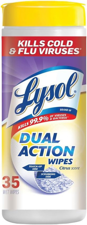 Lysol Dual Action Disinfecting Wipes, Citrus, 35oz