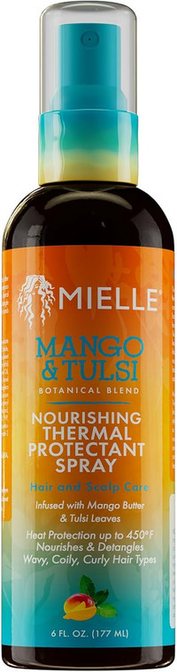 Mielle Organics Mango & Tulsi Hair Nourishing Thermal Protectant Spray, 6 Oz
