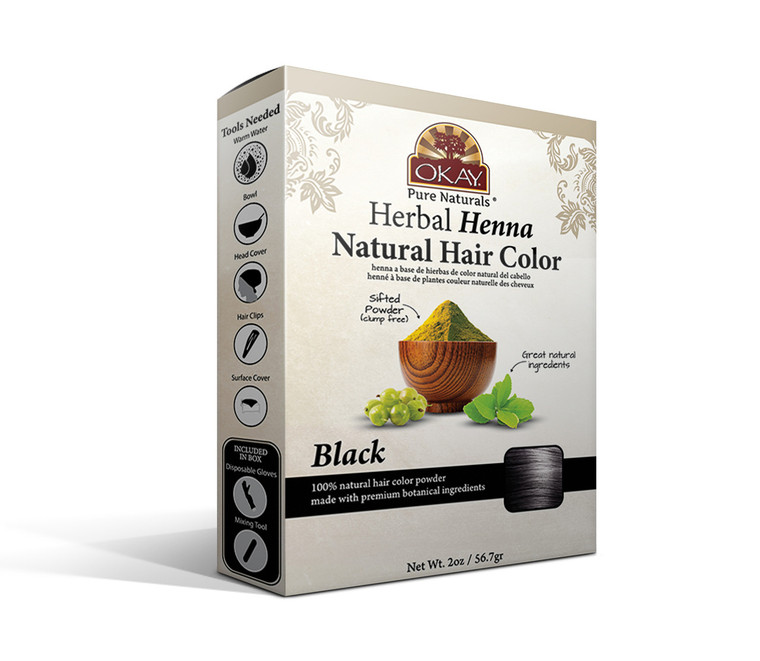 OKAY Pure Naturals Black Herbal Henna Natural Hair Color, 2 oz