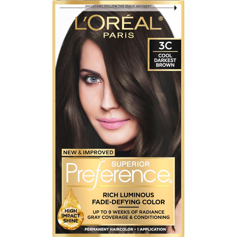 Loreal Paris Hair Color, 3C Cool Darkest Brown