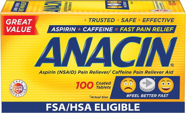 Anacin Aspirin & Caffeine, 100count