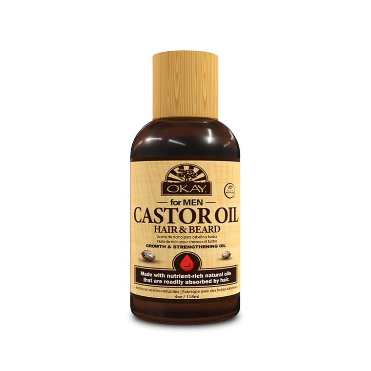 OKAY Men's Castor Oil Beard and Hair Growth Oil, 4 OZ