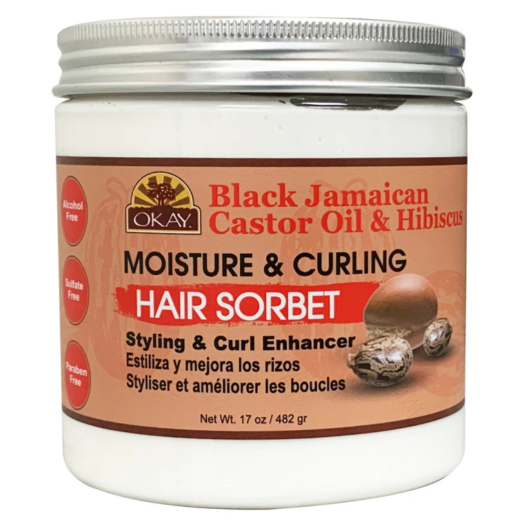 OKAY Black Jamaican Castor Oil With Hibiscus Moisture & Curling Hair Sorbet, 17 oz