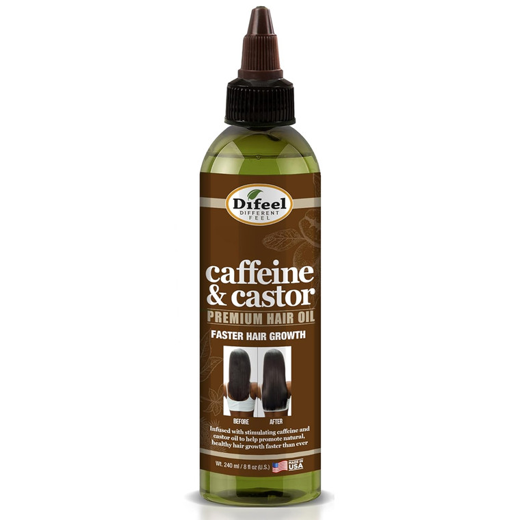 Difeel Caffeine & Castor Premium Hair Oil, 8 oz