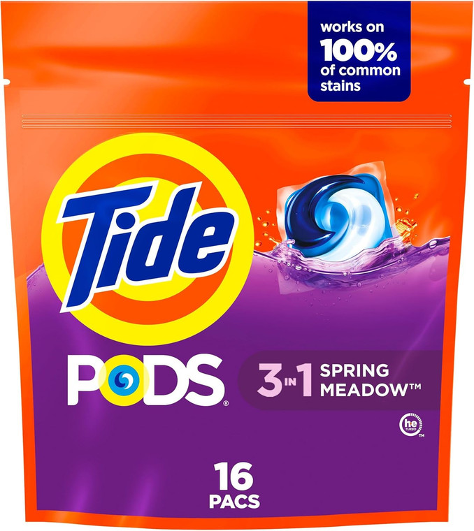 Tide Pods Laundry Detergent, Spring Meadow, 16count