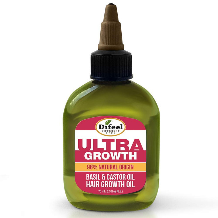 Difeel Ultra Hair Growth Oil Infused with Basil and Castor Oil, 2.5 oZ