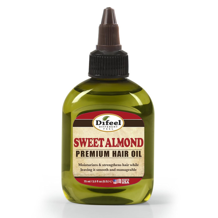 Difeel Premium Natural Hair Care Oil Sweet Almond Oil, 2.5 oz