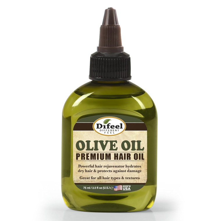 Difeel Premium Natural Hair Oil Olive Oil, 2.5 oz