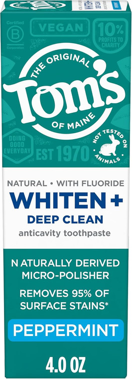 Tom’s of Maine Whiten Plus Deep Clean Whitening Toothpaste, 4oz