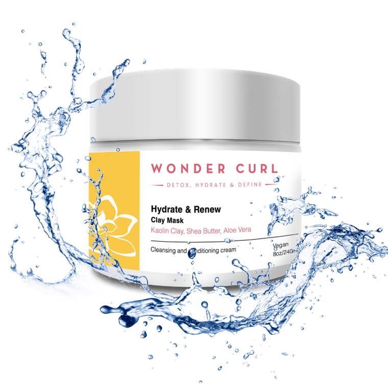 Wonder Curl Kaolin Clay Detox Cleanser with Aloe Vera Shea Butter and Natural Oils, 8 OZ