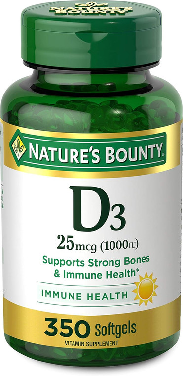 Nature's Bounty Vitamin D3 Softgels, 350count