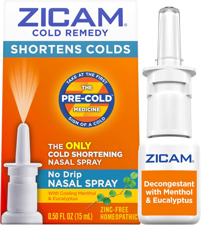 Zicam Cold Remedy No-Drip Nasal Spray with Cooling Menthol & Eucalyptus, 0.5 oz
