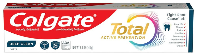 Colgate Total Active Prevention Deep Clean Whitening Toothpaste Mint, 5.1oz