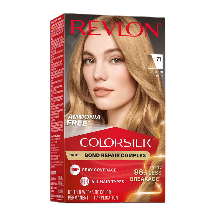 Revlon ColorSilk Permanent Hair Color, Bond Repair Complex, 71 Golden Blonde