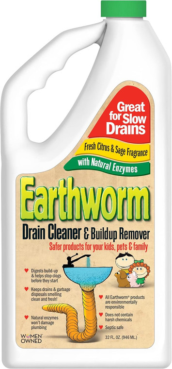 Earthworm Drain Cleaner Clog Remover, 32 OZ