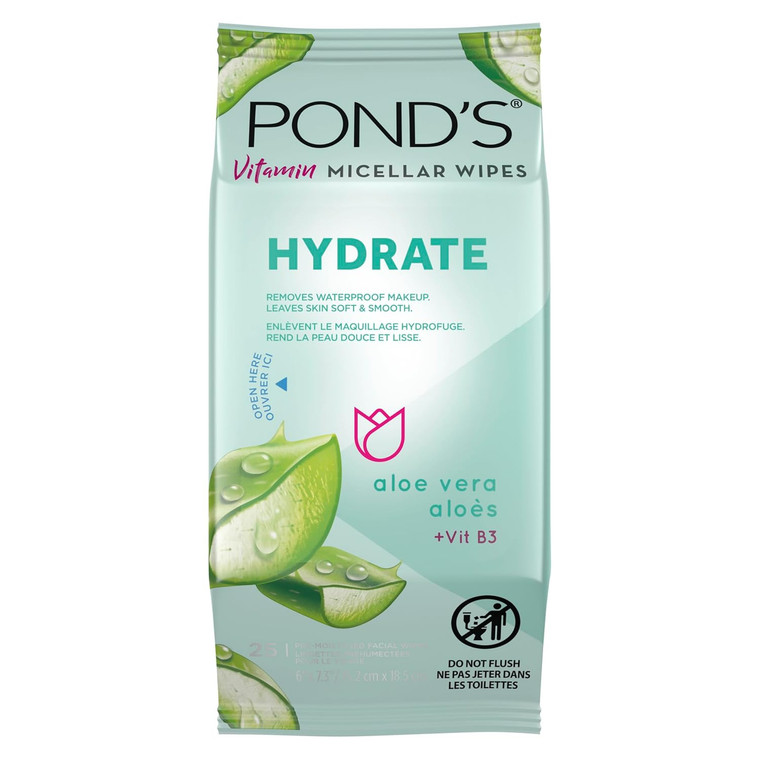 Ponds Hydrate Makeup Remover Wipes 25 Ct Vitamin Micellar