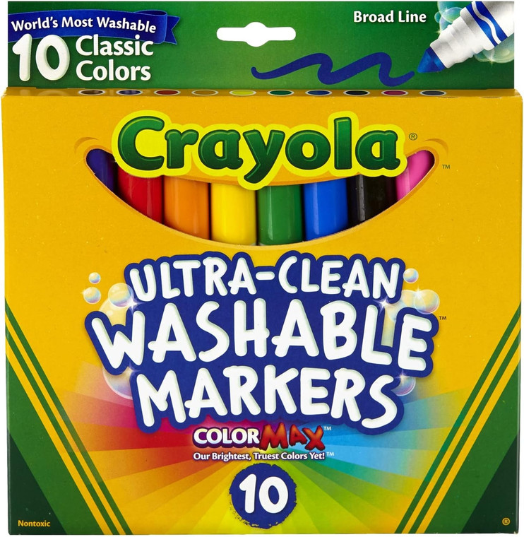 Crayola Ultraclean Broadline Classic Color Max Washable Markers 10 Count