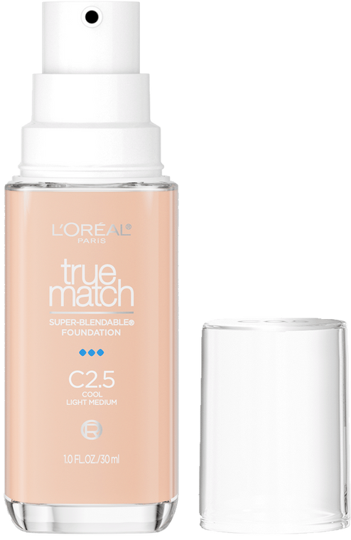 L'ORÉAL PARIS True Match Super-Blendable Foundation, Medium Coverage, W2.5, Light Medium, 1 oz
