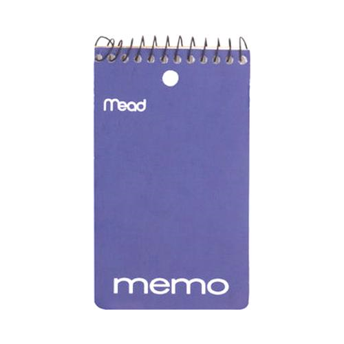 Mead Top WireBound College Ruled 3" x 5" Memo Book - Assorted colors, 60 pages
