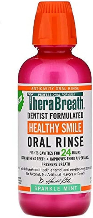 TheraBreath Healthy Smile Rinse, Sparkle Mint, 16oz