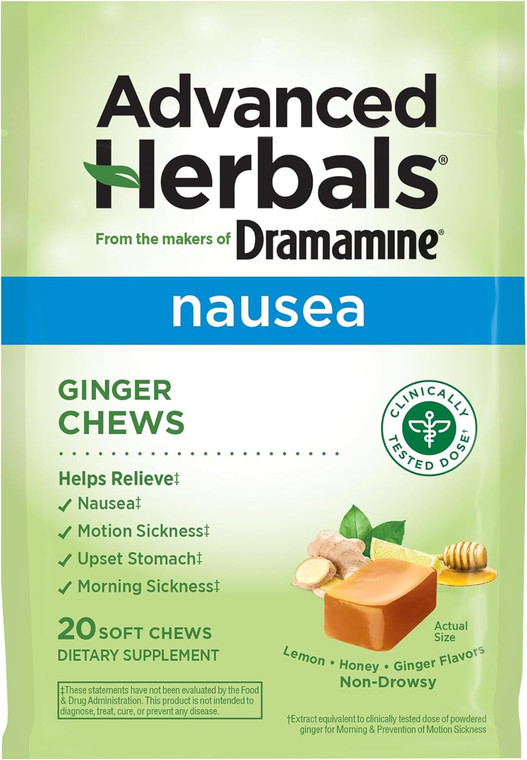 Dramamine Advanced Herbals Ginger Chews, 20count
